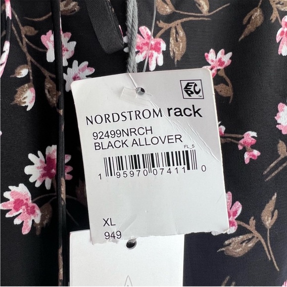 WAYF long sleeve tiered  babydoll dress black pink floral size XL new with tags - Picture 3 of 11